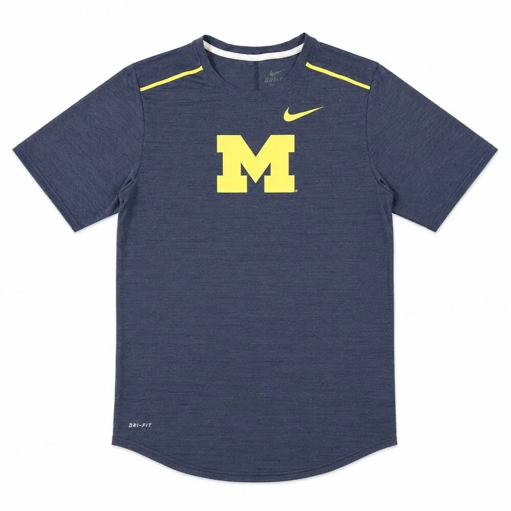 Mens Nike DriFit Michigan Wolverines Short Sleeve T Shirt Medium Blue